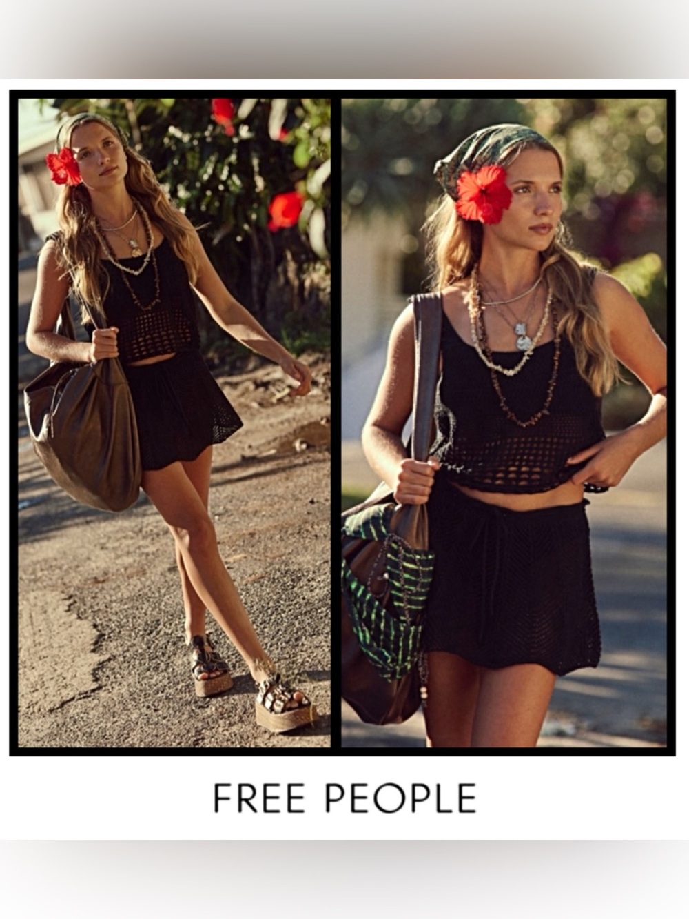 💥SALE-NWT’s-$90 FREE PEOPLE Fuego Set Black Tank & Skirt M
